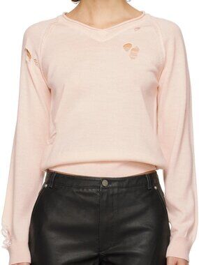 new TheOpen Product Pink Distressed Sweater wool Nude Pink Size 2 = MEDIUM